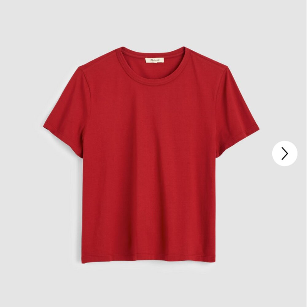 Madewell Ruby Red The Perfect Crewneck Tee in Allday Jersey Medium NWT SOLD OUT!